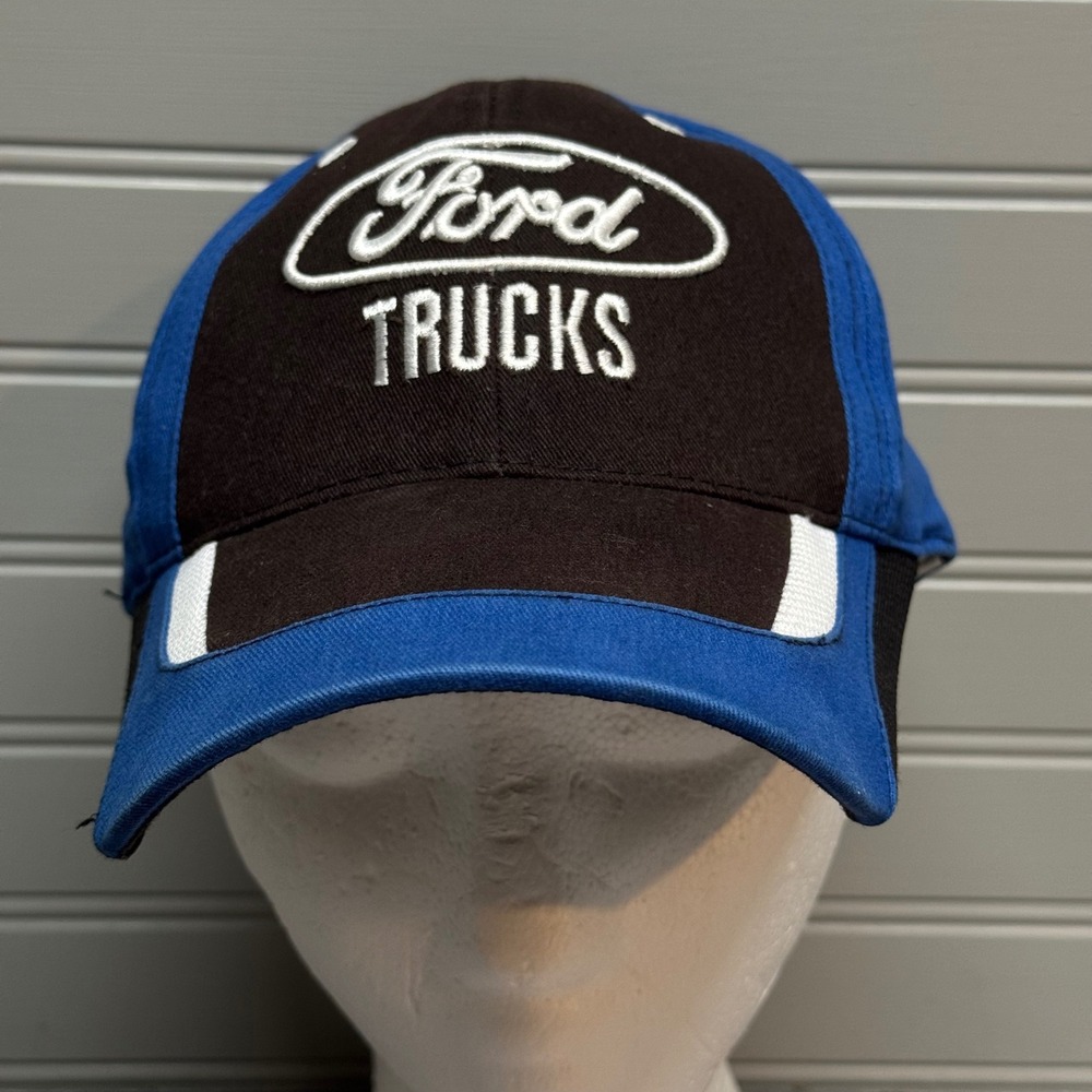 Ford Trucks Checkered Flag Sports Hat Embroidered Logo OSFM Blue Black Racing